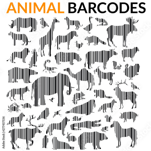 Illustration of wildlife animals as barcodes.