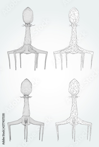 3d model of a bacteriophage, an artificial microorganism for the treatment of deadly diseases. future of medicine