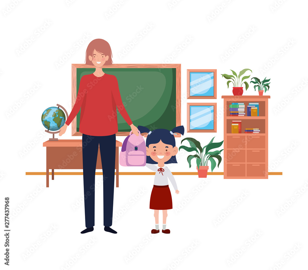 woman with daughter of back to school