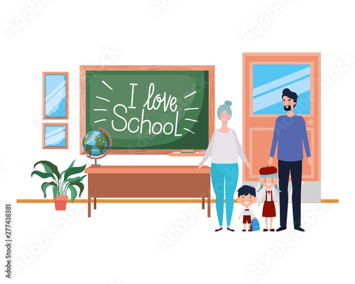 couple of parents with children avatar character