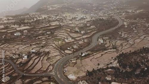 Asir Province Saudi Arabia. flooded village after heavy rains. (aerial photography) photo