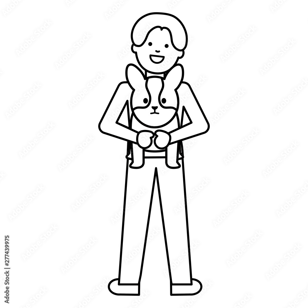young woman with little dog adorable mascot young woman with little dog adorable mascot
