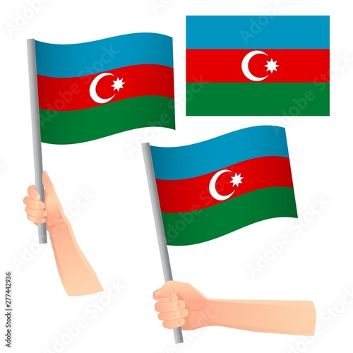 Azerbaijan flag in hand set
