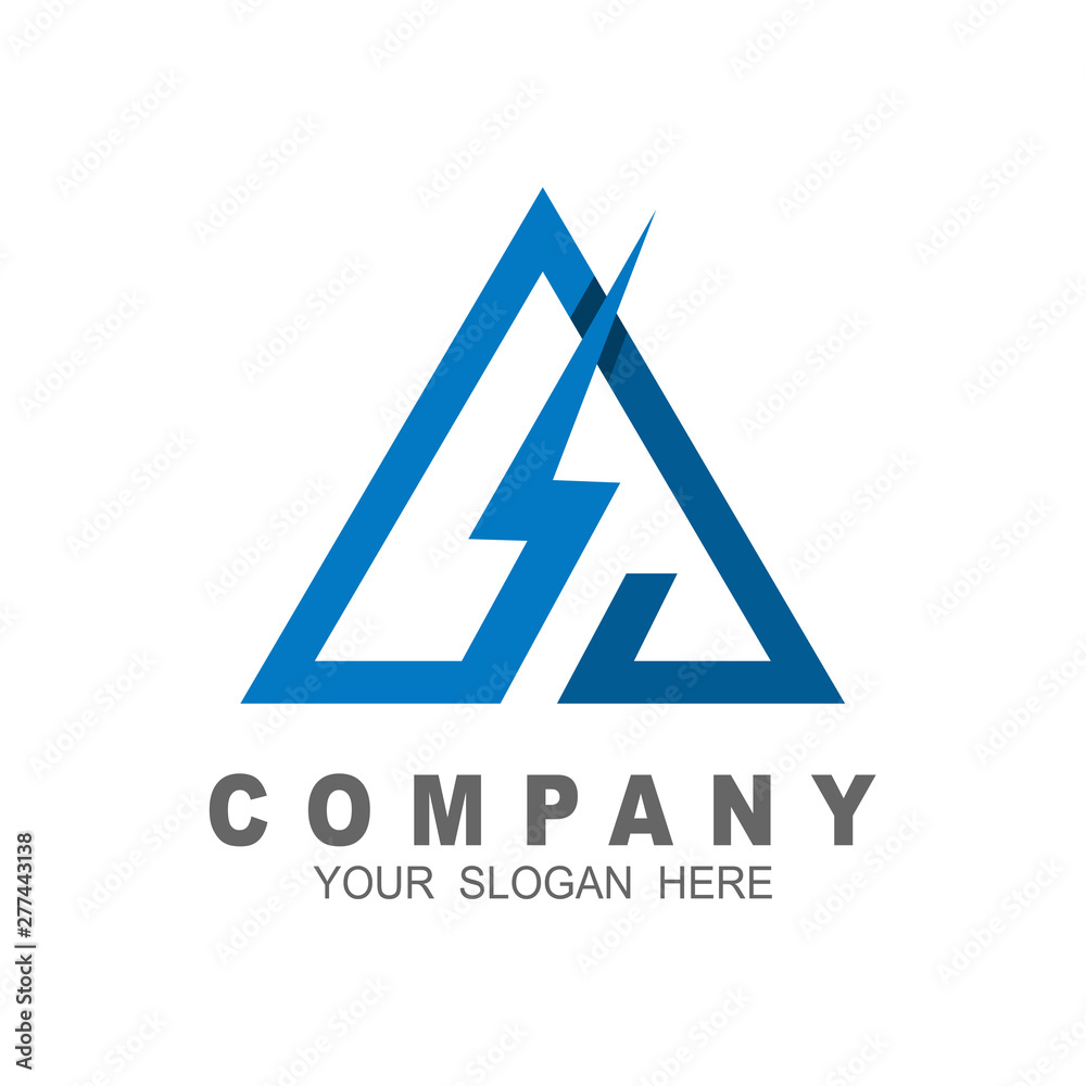 mountain logo with a thunder , and line icon with triangle design template mountain logo with a thunder , and line icon with triangle design template