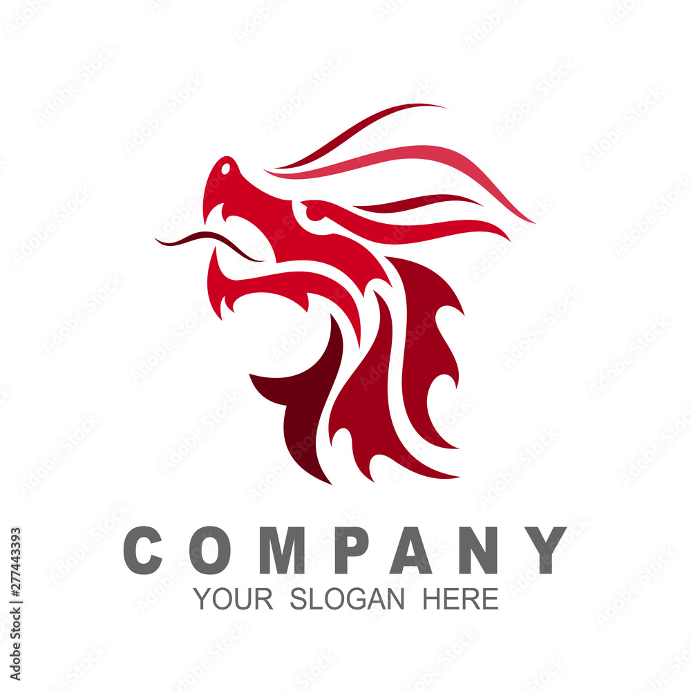 dragon head logo design illustration