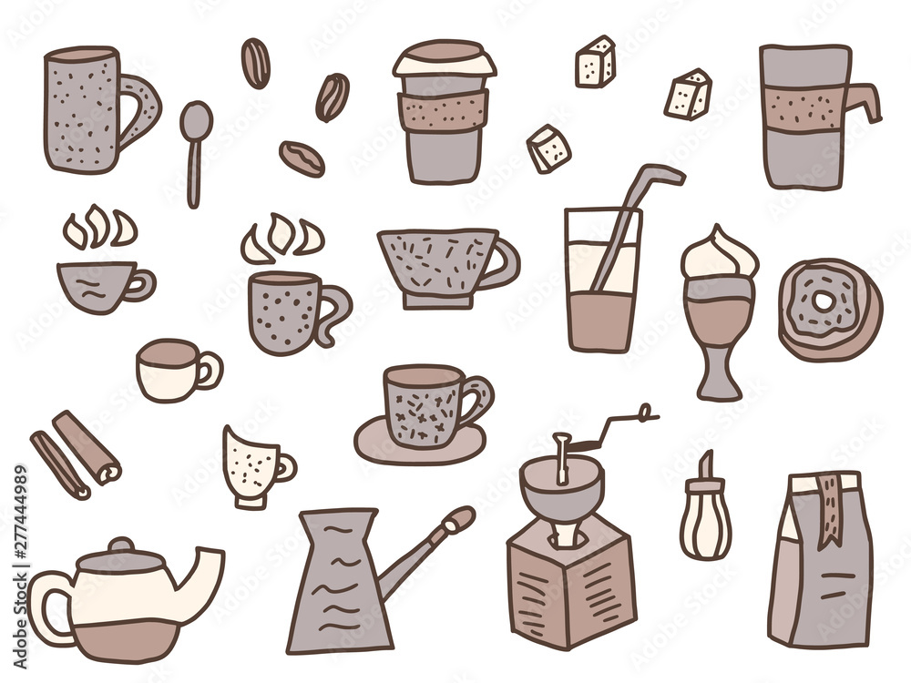 Coffee set objects. Vector design elements. Coffee set objects. Vector design elements.