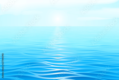 Blue water waves perspective landscape. Vector wave pattern