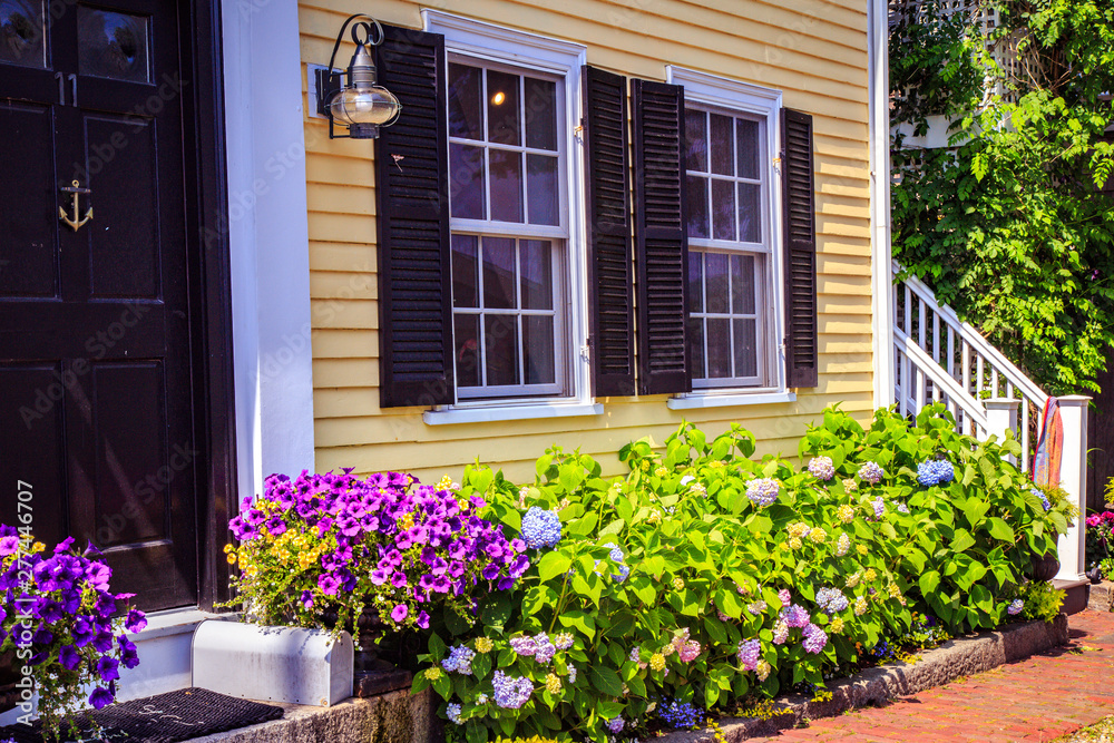 Nice traditional houses during summer time, Rockport, Massachusetts, USA