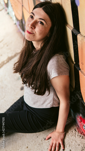 Street portrait of a woman in everyday clothes