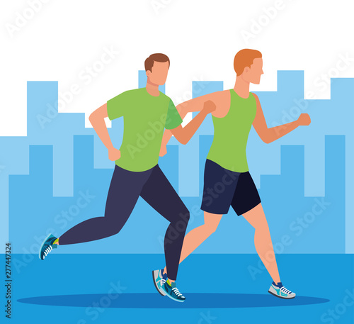 men running activity and practice sport