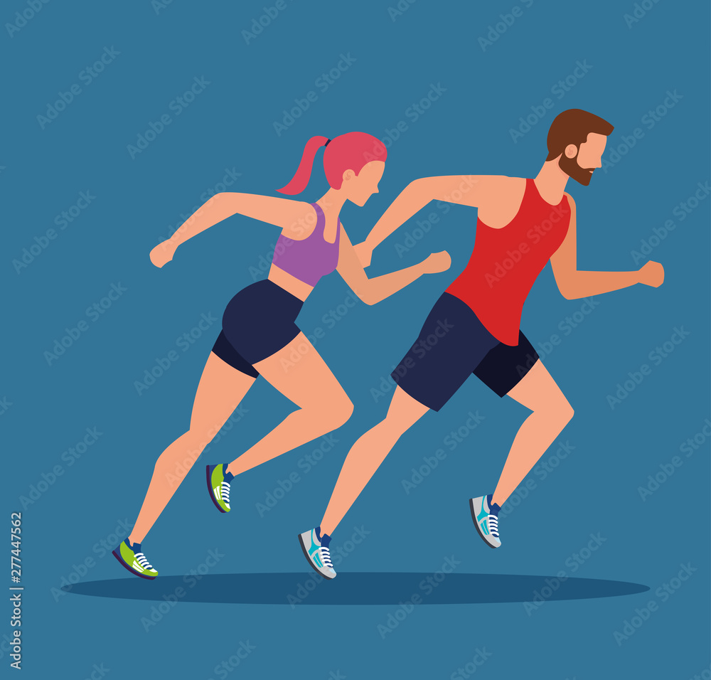 woman and man running exercise sport
