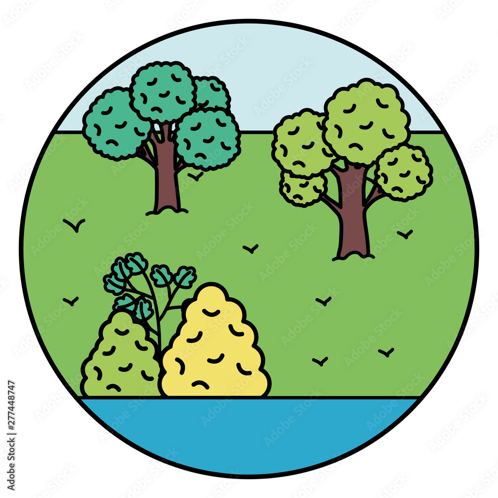 Fototapeta premium park landscape with lake scene