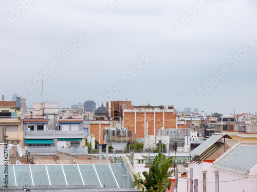 Beautiful top view on Barcelona on a cloudy day, Spain © christian