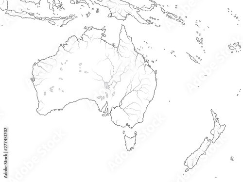 Φωτογραφία World Map of AUSTRALIA CONTINENT: Australia, New Zealand, Oceania, Micronesia, Melanesia, Polynesia, Pacific Ocean