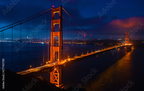 San Francisco's Golden Gate Bridge at dawn from Marin County