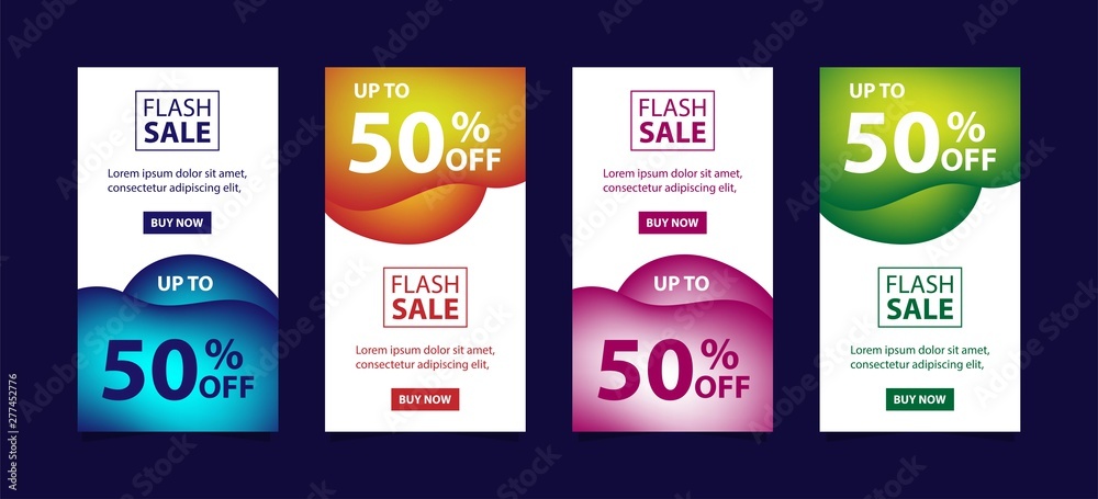Dynamic modern fluid mobile for flash sale banners. Sale banner template design, Flash sale special offer set