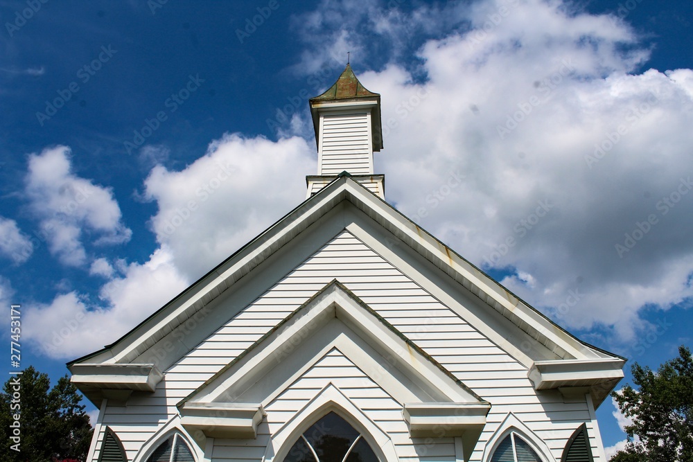 Small Quaint Country Church on a Bright Sunny Day