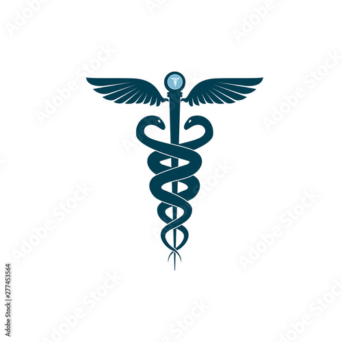 Caduceus medical symbol, graphic vector