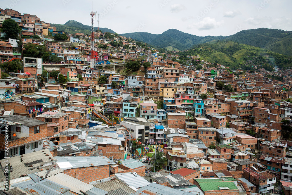 Medellín, Antioquia / Colombia - July 8, 2019. Commune 13, San Javier is one of the 16 communes of the city, located to the west of the Western Central Zone of the city.