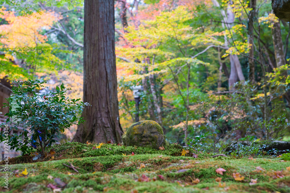 京都　大原　三千院　わらべ地蔵　紅葉