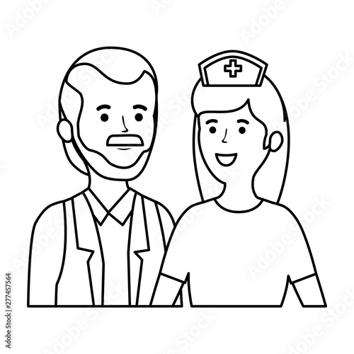 doctor male and nurse female workers characters © Gstudio