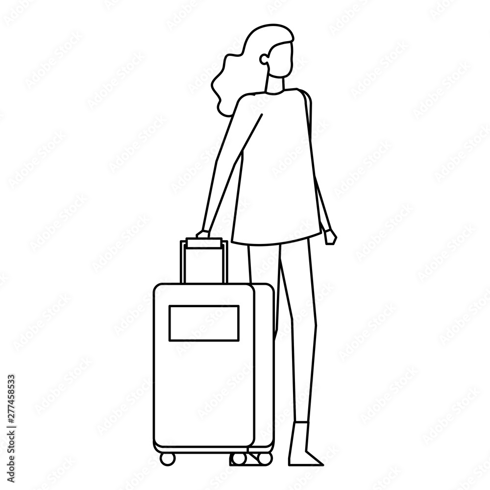 beautiful young woman with travel suitcase beautiful young woman with travel suitcase