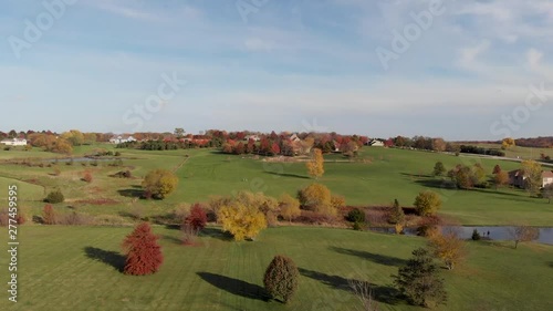 Peaceful country landscape on spinet season. photo