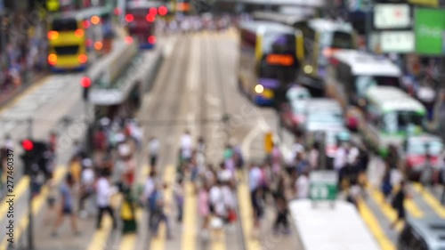 Wallpaper Mural Blurred crowd of people on Hong Kong busy crosswalk; Slow Motion Torontodigital.ca