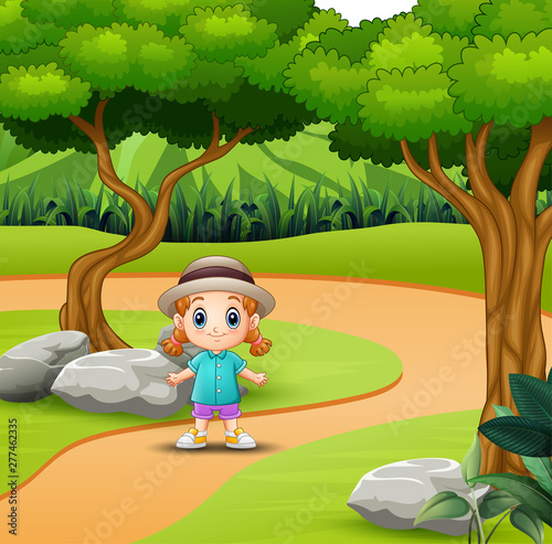 Cute little girl having fun in the road
