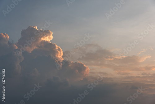 Beautiful dreamy fire cloud scene in the evening sky photo