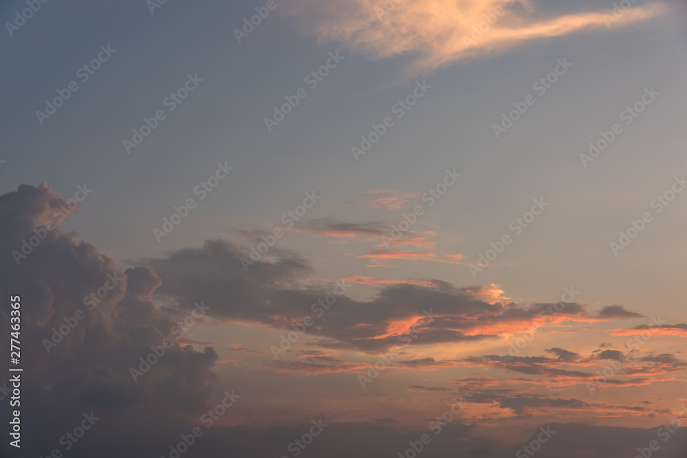 Beautiful dreamy fire cloud scene in the evening sky