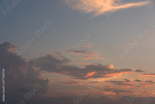 Beautiful dreamy fire cloud scene in the evening sky