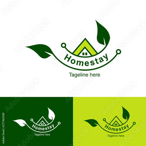 homestay logo natural, simple logo icon homestay background - vector