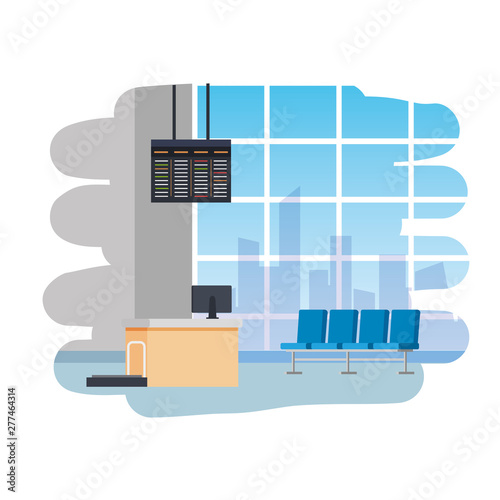 airport checkin place with balance and computer scene