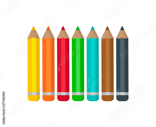 A set of colored pencils on a white background. Vector illustration