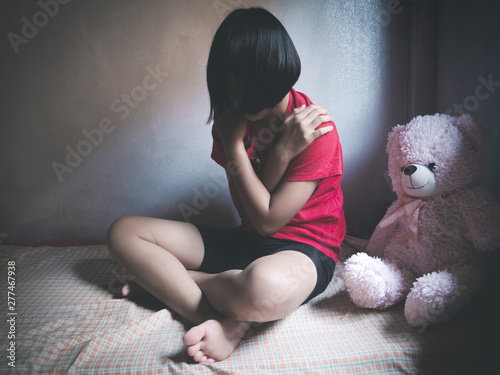 Tableau sur toile Violence and rape concept,concept photo of sexual assault,traumatized young girl