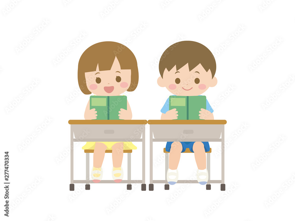 本を読む子供のイラスト 本を読む子供のイラスト