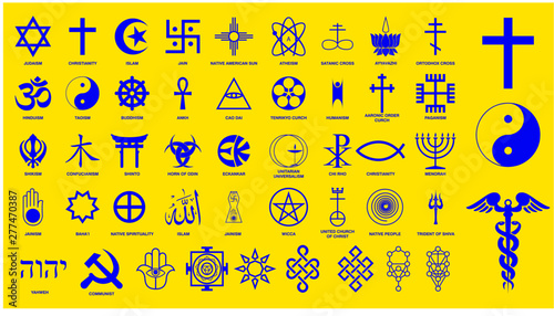 world religion symbols signs of major religious groups and other religions   isolated. easy to modify