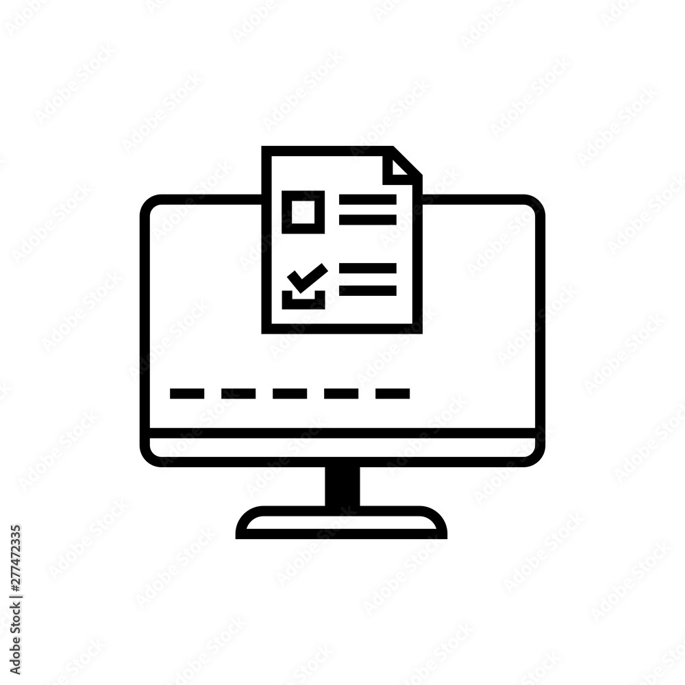 Online monitor vote vector icon. Outline online monitor vote illustration symbol for web design isolated on white background.