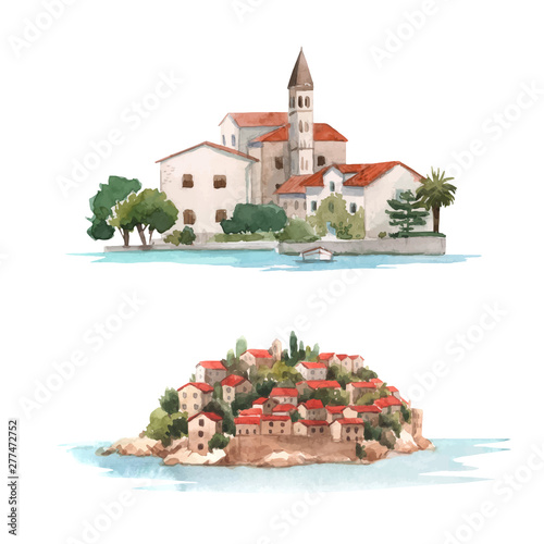 Watercolor montenegro vector illustration