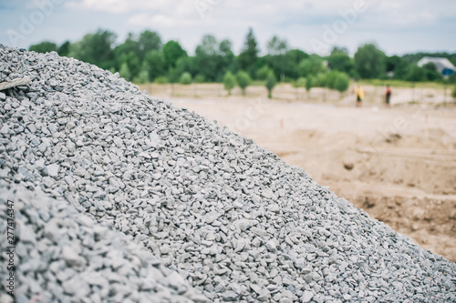 Break stones on construction site. Breakstone background.