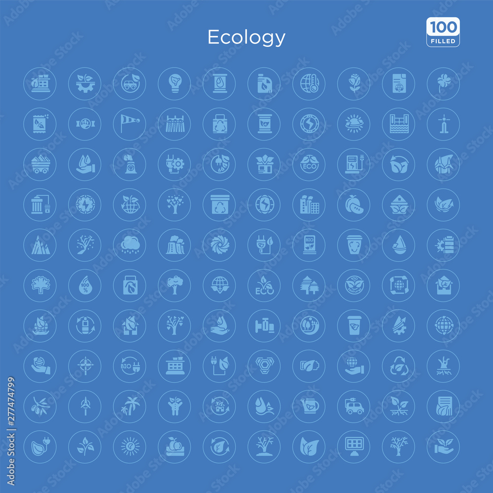 100 blue round ecology vector icons set such as eco paper, plant and root, eco energy car, watering can, drop, recycle, eco volunteer, coconut tree. 100 blue round ecology vector icons set such as eco paper, plant and root, eco energy car, watering can, drop, recycle, eco volunteer, coconut tree.