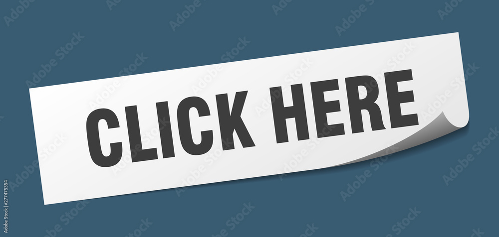 click here sticker. click here square isolated sign. click here