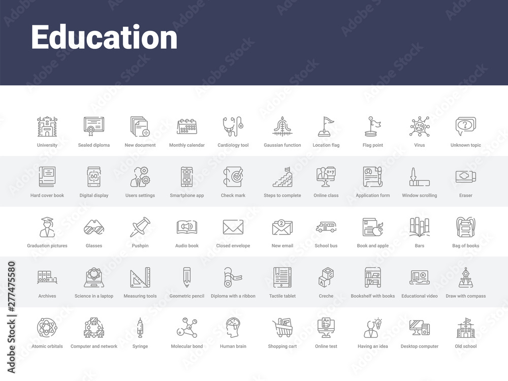 50 education set icons such as old school, desktop computer, having an idea, online test, shopping cart, human brain, molecular bond, syringe, computer and network. simple modern vector icons can be 50 education set icons such as old school, desktop computer, having an idea, online test, shopping cart, human brain, molecular bond, syringe, computer and network. simple modern vector icons can be