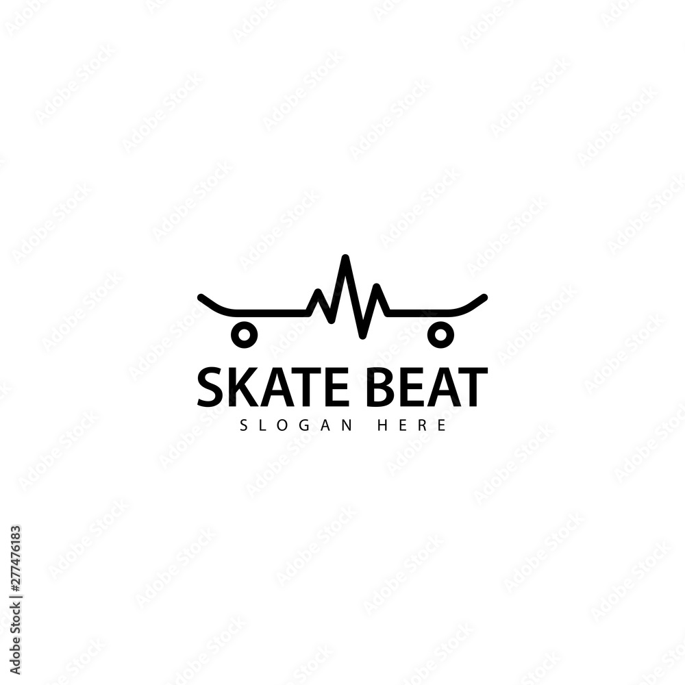 Fototapeta premium Skateboard Beat Logo Design Icon