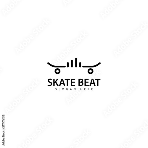 Skateboard Beat Logo Design Icon