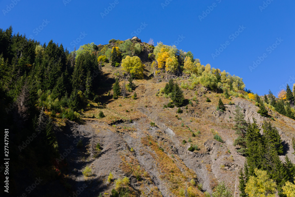 Amazing autumn mountain landscape in Svaneti. Georgia