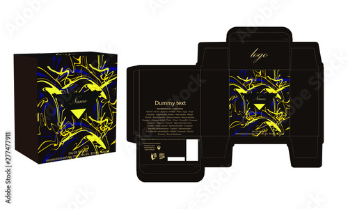 Packaging design, perfume luxury box design template and mockup box. Illustration vector.