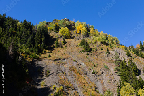 Amazing autumn mountain landscape in Svaneti. Georgia
