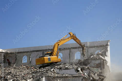 Urban renewal taking place as a building is demolished